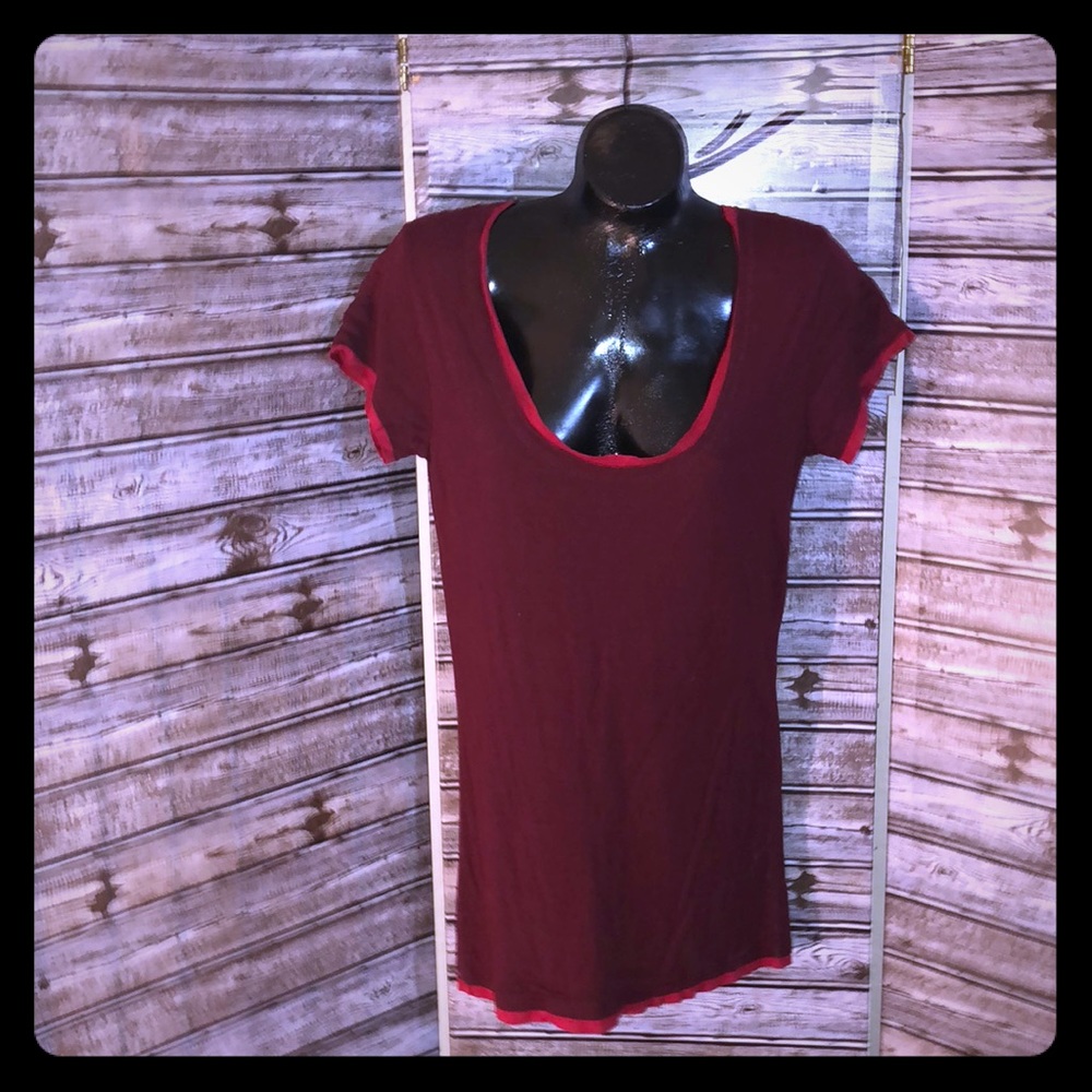 🌴KENNETH COLE•XS•SCOOP NECK•LAYERED EFFECT•SS TEE